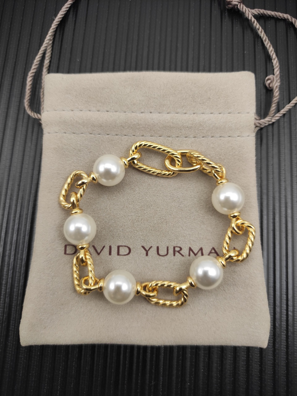 David Yurman Gold Madison Pearl Bracelet